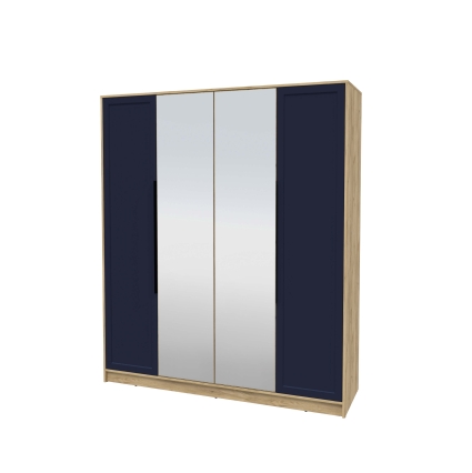 Шкаф распашной Тренд КТ-Ш4 (з) (Дуб золотой ЛДСП/ Индиго ЛМДФ) Ш1800 В2128 Г547